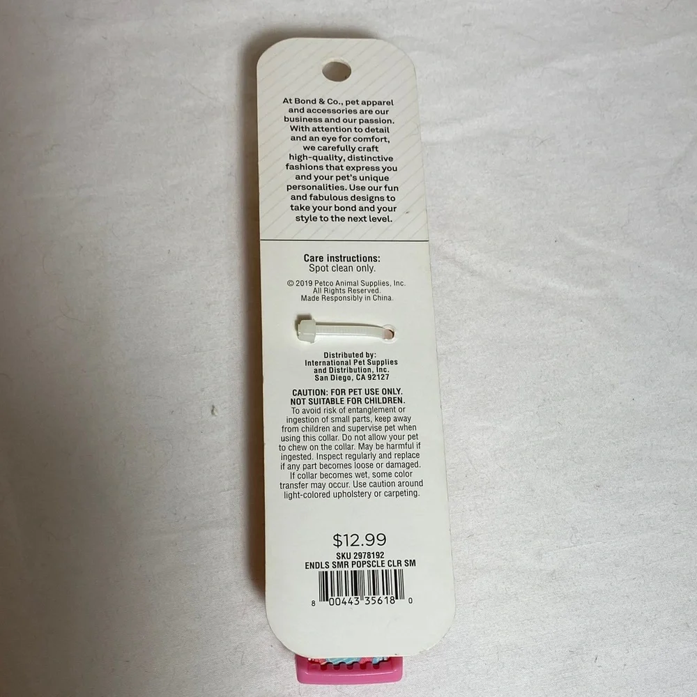 Bond & Co Pink Popsicle Web Dog Collar 9-14” & Skinz Fox Toy with squeakers